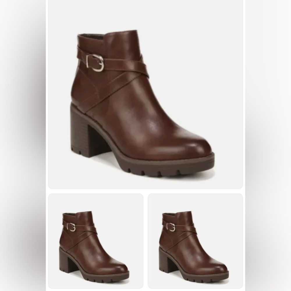 Naturalizer Madalynn Boots Brown Block Heel Ankle Bootie LION190 Women's US 11W